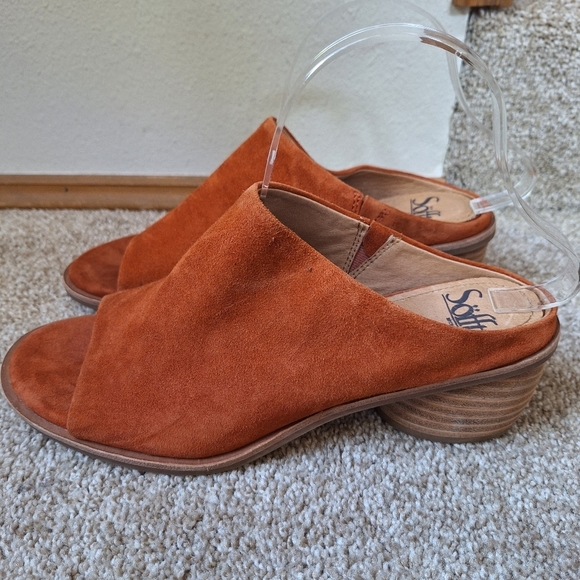 Sofft Carrey Womens Pumpkin Suede Slide Sandals Open Toe Heeled Size 9.5 - Picture 2 of 8